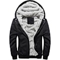 Miniatyrbilde 1 av 4: Herre Fleece Jakke Vinter Lang Ermet Varm Hettejakke Svart Black M