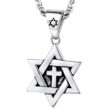 Miniatyrbilde 1 av 4: Davidstjerne anheng, rustfritt stål, langt halskjede, egnet for fritid/fester/arrangementer Silver Cross