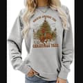 Sweatshirt til kvinder efterår og vinter nyt design jul løs langærmet damemode juletræ printet afslappet rundhals top COLOR 1 S