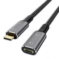 Thunderbolt 4 forlængerkabel, USB-C kabel til USB C han til hun, understøtter 8k/5k@60hz video/40gbps data/100w