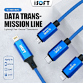 Miniatyrbild 2 av 5: ISOFT IS-003B Datatransmissionskabel Lightning till Micro-USB Datakopieringskabel