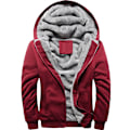 Miniatyrbilde 1 av 4: Herre Fleece Jakke Vinter Lang Ermet Varm Hettejakke Rød Red 2XL
