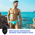 Miniatyrbillede 3 af 4: Stk Mænd Bulge Svamp Forstørrelses Indlæg Forstørre Front Mandlig Pakke Forbedrings Puder til Badebukser Stringtrusser Shorts Black 15.00X10.00X2.00CM