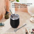 Miniatyrbild 5 av 5: Yerba mate kalebass tekkopp set 35 cl, dubbelväggig kaffekopp i rostfritt stål med lock, 2 Bombillas sugrör