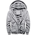 Miniatyrbilde 3 av 4: Herre Fleece Jakke Vinter Lang Ermet Varm Hettejakke Grå Grey 3XL