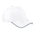 Miniatyrbillede 1 af 2: Beechfield Unisex Autentisk 5 Panel Piped Peak Cap One S Hvid/Fransk Marineblå White/French Navy One Size
