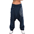 Miniatyrbillede 1 af 5: Fianao Kvinder Lav Talje Drop Crotch Retro Print Slappe Baggy Bukser Løse Harem Bukser - WELLNGS Sort Blå Marine Navy Blue XL