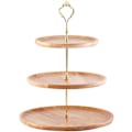 Miniatyrbilde 1 av 5: Kakefat i bambus - Serveringsbrett med håndtak for bryllup (3 etasjer)