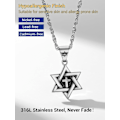 Miniatyrbilde 3 av 4: Davidstjerne anheng, rustfritt stål, langt halskjede, egnet for fritid/fester/arrangementer Silver Cross