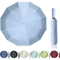 Miniatyrbillede 1 af 6: Maibar paraply vindtæt stærk kompakt 24 ribber vandtæt paraply foldbar rejseparaply vindtæt parasol til mænd og kvinder Haze Blue