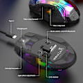 Miniatyrbilde 4 av 6: Bluetooth Trådløs Mus, Tri-Mode 2.4G/USB-C/Bluetooth Mus Opptil 3600 DPI, Chroma RGB Bakgrunnsbelyst, Transparent Mekanisk Gamingmus, Kul USB-Mus