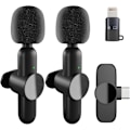 Miniatyrbillede 1 af 5: Trådløs Lavalier Mikrofon, 10 timers batterilevetid til IOS & Android, Bærbar black, 2 pcs
