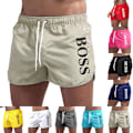 Miniatyrbillede 5 af 5: Mænds Boss Print Badebukser Svømmeshorts Sommer Strand Gym Sport Shorts Badetøj Sort Black M