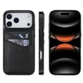 iPhone 17 Pro Max Cover - Litchi Læder med Kortplads Sort Sort Svart