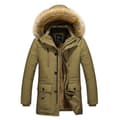 Midjekort Plus Sammet Jacka för Män, Tjock Bomullsvadderad Khaki 2XL khaki 2XL