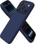 iPhone 17 Pro-fodral, premium flytande silikonfodral, mjukt cellgummi, repfri mikrofiberfoder, stötsäkert skydd, mörkblå