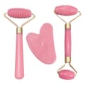 3-pack Resin Rose Roller och Gua Sha Ansiktsrullar rosa