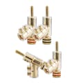 4 pcs Banana Plugs 45 Degree Angled Banana Screw Locking for AV Receiver, Amplifier, Speakers Gold