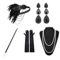 1920'er Flapper Kostume Pandebånd Halskæde Handske Armbånd Gatsby MD Onesize-FA- D