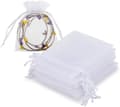 100 stk hvide smykkeposer snøre organza stofpose mini slik