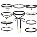 Choker, Necklace, Black, Velvet, Stretch, Gothic, Classic, Set