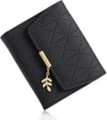 Women's Leather RFID Blocking Card Holder Compact Wallet Zipper Coin Pocket with ID Window
