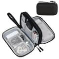 Electronics Accessories Bag, Cable Organizer Bag, 2-Layer Portable Waterproof Travel Case for Cable, SD Card, Charger, Power Bank, Black
