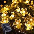 Solar Powered Outdoor Cherry Blossom String Lights 50LED Waterproof Garden Courtyard Christmas Decoration Warm White