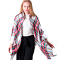 Miniatyrbillede 5 af 5: Dame Fall Winter Plaid Trekant Sjal Sjal Klassisk Kvast