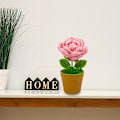 Miniatyrbillede 2 af 5: Mode Pink Rose Potteplante Kunstig Potteplante Faux Planter til Bord Skrivebord Hjem Kunstig Potteplante Faux Planter