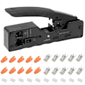 Miniatyrbilde 2 av 5: RJ45 Crimpzange + 10 Cat7 Pluggersett Nettverksverktøy Lan Kabeltang Cat 7/6