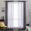 Miniatyrbilde 3 av 7: Voile Gardin Transparent Gardin i Ensfarget Stangedesign