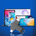 Pikkukuva 2 / 5: Puhelinmuistitikku USB 3.0 Type C 2-in-1 Metalli Kääntyvä Kannettava Flash-asema Tableteille Kuvien Tallennukseen Musta 128 Gt