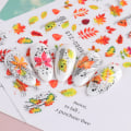 Miniatyrbilde 4 av 5: Høstneglestikker, Selvklebende Høstnegledekaler Lønnblad Neglekunstdesign til Thanksgiving, 12 Ark, 9.5*6.3cm
