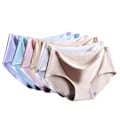 Miniatyrbild 4 av 5: Blandade XXL 6PCS Ice Silk Trosor Mid Waist Andningsbar Elastisk Mjuk Andningsbar Underkläder för Kvinnor