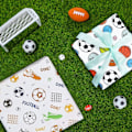 Miniatyrbillede 5 af 5: 6 stk. fodbold indpakningspapir - fodboldsko * 2 + fodbold * 2 + stadion fodbold * 2