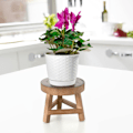 Miniatyrbild 5 av 5: Liten träväxtpall - Rund träblomkruka stativ - Inomhus utomhus - Modern inredning (1)