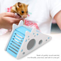 Miniatyrbild 2 av 4: Trähus för hamster, hamsterbur, gömställe, habitat, bo med trappa, träningsredskap för små husdjur (blå)
