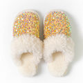 Miniatyrbild 1 av 5: Bomullstofflor dam sequined mode plyschtofflor hem inomhus