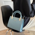 Miniatyrbilde 6 av 6: Rhomb vintage solid farget håndveske kunstig lær kvinners messenger bag klassisk satchel håndveske