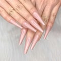 Miniatyrbillede 1 af 6: 24 stk. Dyb Nude Ren Farve Ballerina Lang Kiste Glansende Falske Negle Tryk på Negle Falske Spidser Manicure til Kvinder og Piger