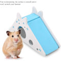 Miniatyrbillede 3 af 4: Træ Hamsterhus Hamsterbur Skjulested Habitat Rede med Trapper Lille Dyr Træning (Blå)