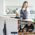 Miniatyrbilde 4 av 6: Forkle Kjøkkentilbehør Justerbar Svart Stripete Bib Forkle Med 2 Lommer