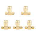Miniatyrbillede 2 af 2: 5 stk. Forgyldte Messing 50 Ohm SMA Han til Dobbelt SMA Hun Adapter med Standard Polaritet