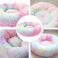 Miniatyrbillede 5 af 5: Rund Donut Seng Til Hund Kat Plys Soothing Comfy Sovemadras Kurv Farve 40cm