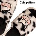 Pikkukuva 3 / 5: Piirretty Lehmä Puuvilla Tossut Naisille, Ihastuttavat Mukavat Karvaiset Kawaii Co