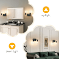 Miniatyrbild 4 av 5: 2-Lamps Vägglampa för Badrum, Matt Svart Finish med Klar Glasskärm, Modern Design Hållbar Kvalitetskonstruktion Vägglampa för Badrum Sovrum Entré