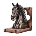 Miniatyrbillede 2 af 8: Multifunktionel Hestehoved Skulptur Resin Heste Bogstøtter til Hjem Kontor Stue BS20900 Bronze Hest