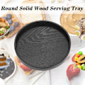 Miniatyrbilde 7 av 8: Rund Serveringsbrett i Massivt Tre for Te, Kaffe, Snacks, Mat, Restaurant, 27cm