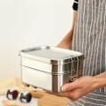 Miniatyrbild 2 av 6: Matlåda i rostfritt stål, metallmatbehållare med robust konstruktion och läckagesäkra låsbara clips, portabel design för måltider på språng, livsmedelsgodkänd